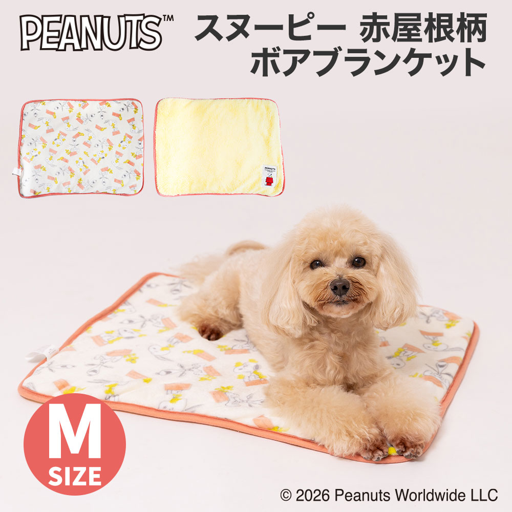 【今だけ10％OFF！】スヌーピー赤屋根柄ボアブランケット